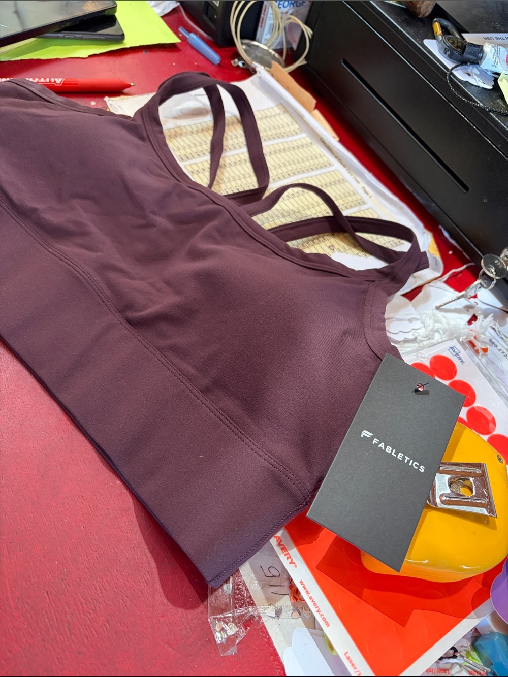 Fabletics Plum Double-Strap Sports Crop - Picture 4 of 5